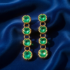 Emerald Drop Earrings Gold Plated May Birthstone - Image 3
