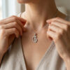 Baby Feet Name Necklace Sterling Silver White Rhodium - Image 2