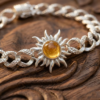 Sun Citrine Stone Silver Bracelet with box clasp - Image 4