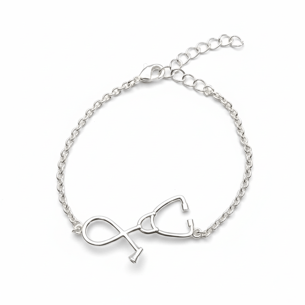 BRC108 SP (1) Doctor Bracelet Silver White Rhodium Plated - Image 1
