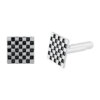 Checkerboard Stud Earrings 925 Silver White Rhodium