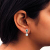 Emerald Pearl Drop Earrings in 925 Sterling Silver White Rhodium Plated - Image 2