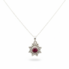 Ruby Pendant Necklace in 925 Silver White Rhodium Plated July