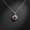 Ruby Pendant Necklace in 925 Silver White Rhodium Plated July - Image 5