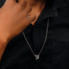 No-Stone Gothic "P" Necklace in 925 Silver Rhodium Plated - Image 2