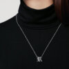 No-Stone Gothic "R" Necklace in 925 Silver Rhodium Plated - Image 2