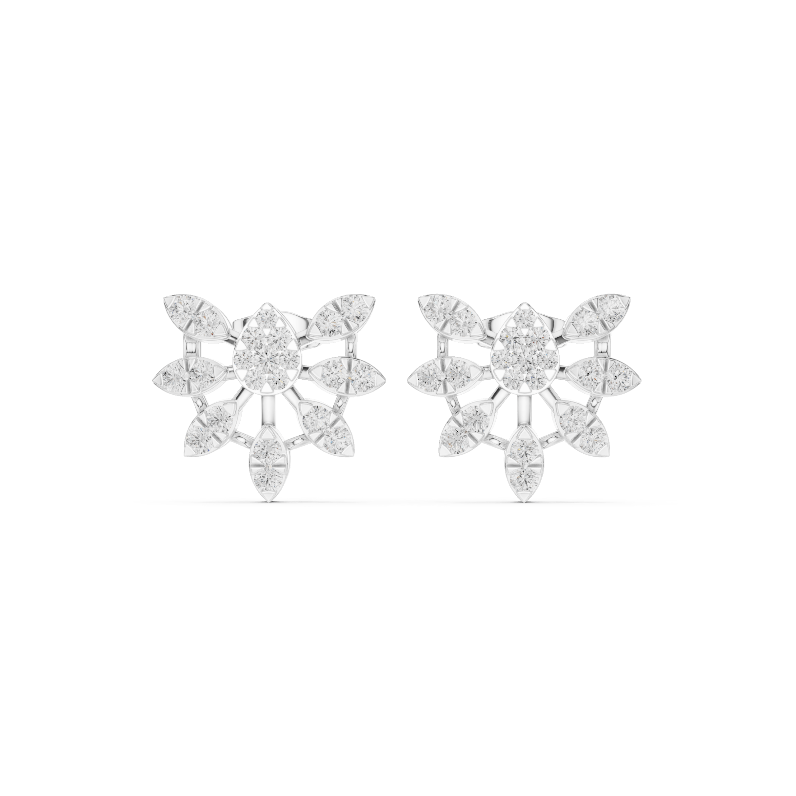 ER0024_G (4) 925 Sterling Silver Moissanite Floral Stud Earrings - Image 1
