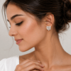925 Sterling Silver Moissanite Floral Stud Earrings - Image 2