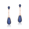 925 Silver Rose Gold Blue Sapphire Teardrop Earrings