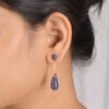 925 Silver Rose Gold Blue Sapphire Teardrop Earrings - Image 5