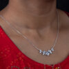 American Diamond Halo Pendant Silver Necklace - Image 2