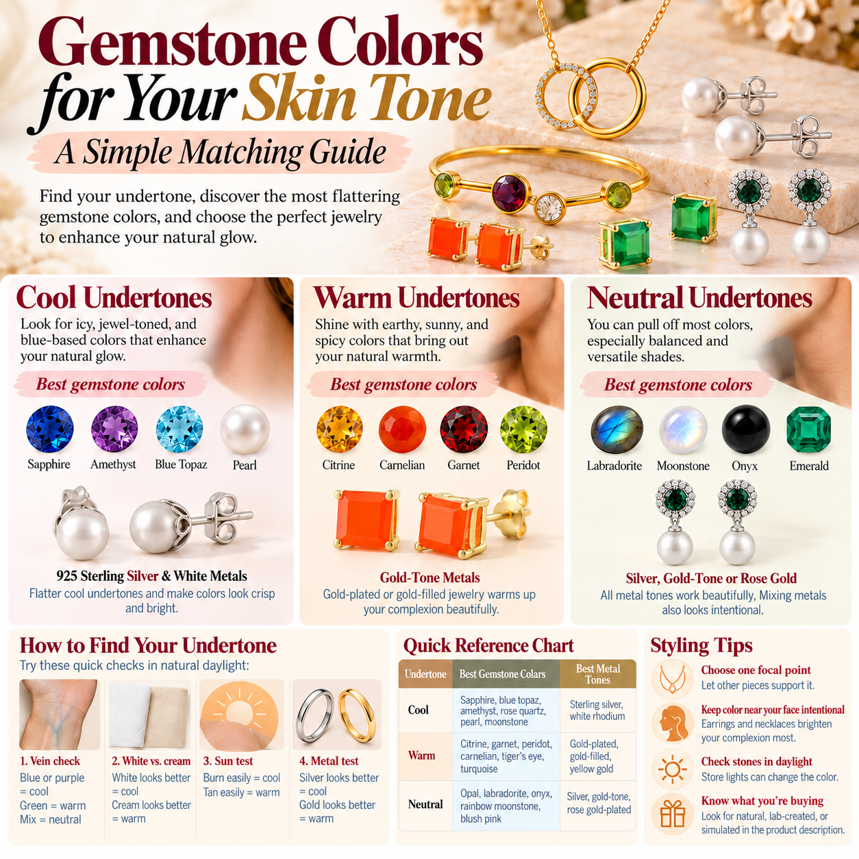 Gemstone Colors for Your Skin Tone: A Simple Matching Guide