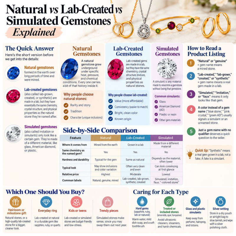 Natural vs Lab-Created vs Simulated Gemstones Explained
