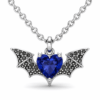 Spooky Blue Stone Bat Pendant Necklace for Women