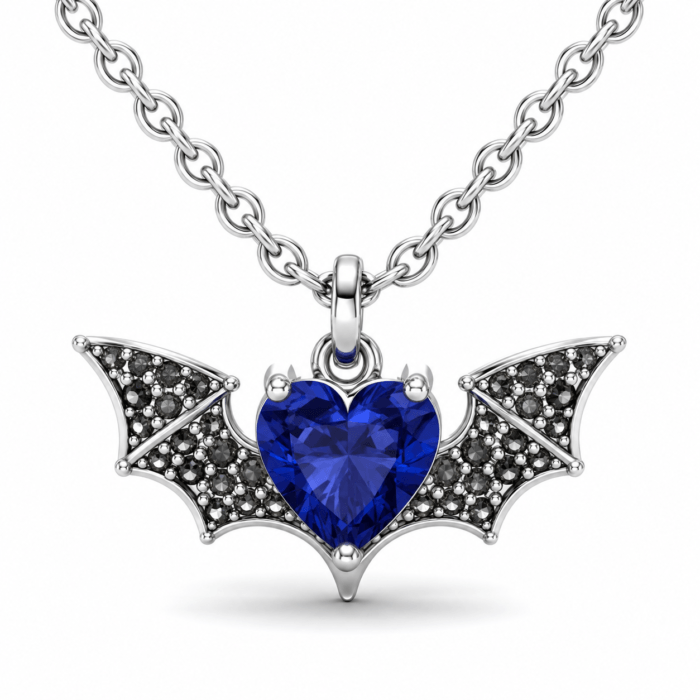 Blue Stone Bat Pendant Necklace