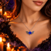 Spooky Blue Stone Bat Pendant Necklace for Women - Image 2