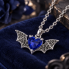 Spooky Blue Stone Bat Pendant Necklace for Women - Image 6